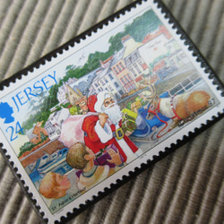ジャージー島　クリスマス切手ブローチ 9193 2枚目の画像