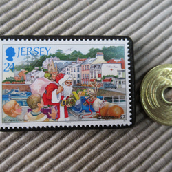 ジャージー島　クリスマス切手ブローチ 9193 3枚目の画像