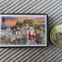 ジャージー島　クリスマス切手ブローチ 9194 3枚目の画像