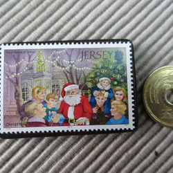ジャージー島　クリスマス切手ブローチ 9195 3枚目の画像