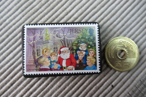 ジャージー島　クリスマス切手ブローチ 9195 3枚目の画像