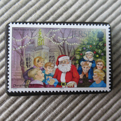 ジャージー島　クリスマス切手ブローチ 9195 1枚目の画像