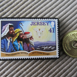 ジャージー島　クリスマス切手ブローチ 9198 3枚目の画像