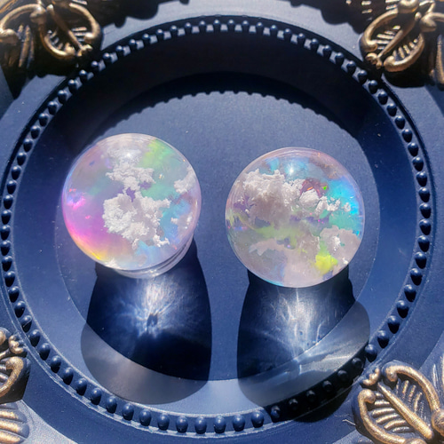 虹くもぴんく ぐで猫さん レジンパーツ チャーム 天気 虹 雲