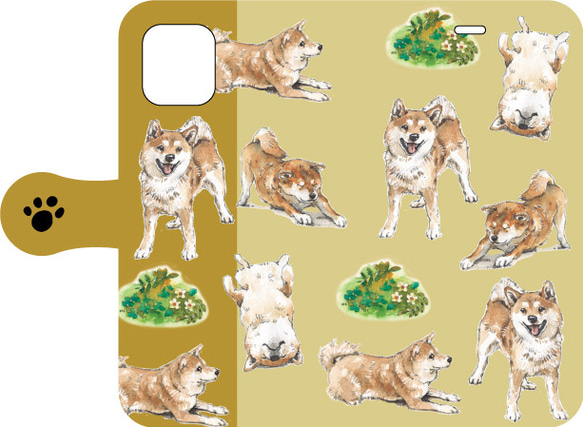柴犬　スマートフォン手帳ケース　パターンタイプ2 1枚目の画像