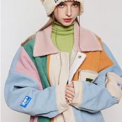 メンズ・レディース兼用・冬のコートは暖かい綿服のゆったりとしたジャケットのつなぎ色 20.-1312 5枚目の画像