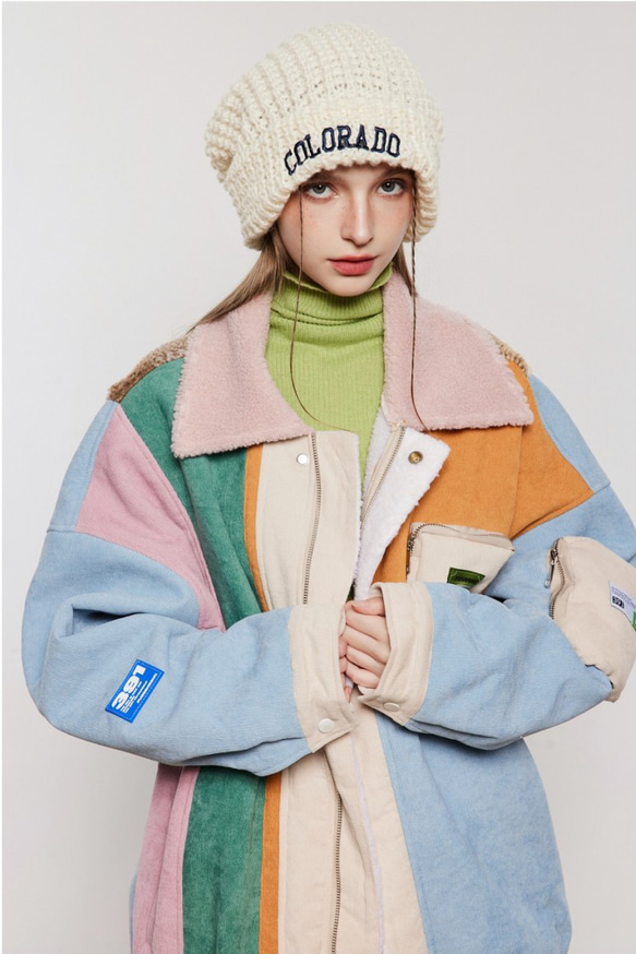 メンズ・レディース兼用・冬のコートは暖かい綿服のゆったりとしたジャケットのつなぎ色 20.-1312 5枚目の画像