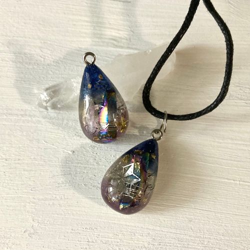 夜空のメモリーオイルinオルゴナイト☆直感力、幸運 ネックレス