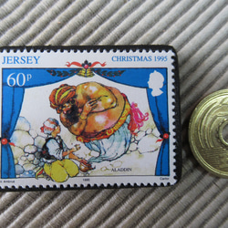 ジャージー島　クリスマス切手ブローチ 9203 3枚目の画像