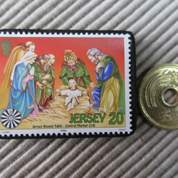 ジャージー島　クリスマス切手ブローチ 9204 3枚目の画像