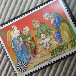 ジャージー島　クリスマス切手ブローチ 9204 2枚目の画像