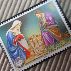 ジャージー島　クリスマス切手ブローチ 9205 2枚目の画像