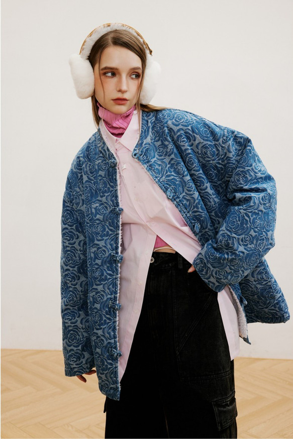 冬の伝統的なレトロなカジュアルコート青花綿服保温綿服  20.-1314 5枚目の画像