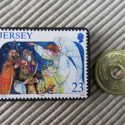 ジャージー島　クリスマス切手ブローチ 9209 3枚目の画像