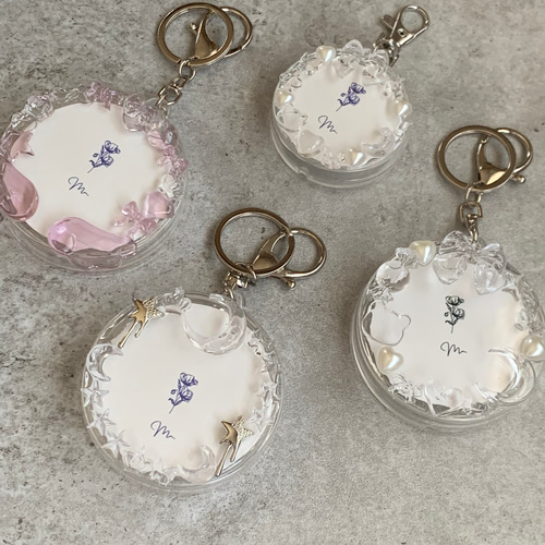 缶バッジサイズ】 バッジケースキーホルダー clear Bordeaux/赤