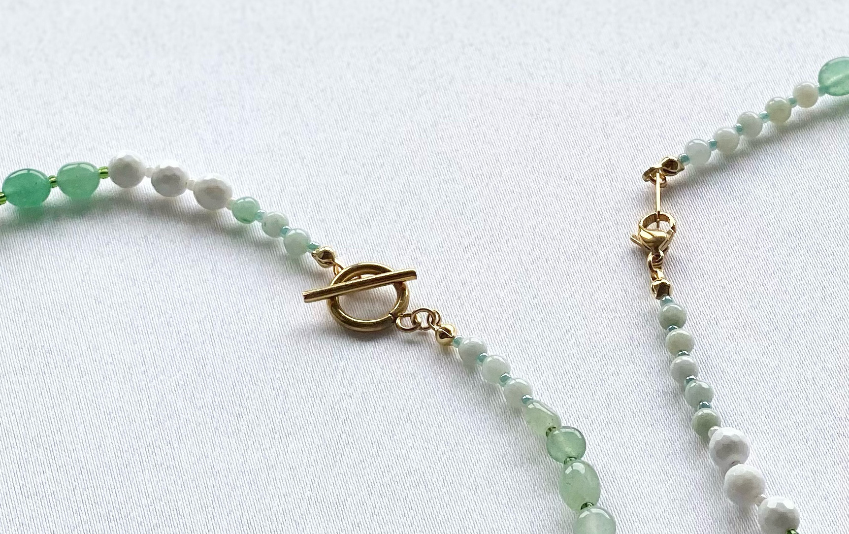 Mix Pink！天然石とグラスビーズのネックレス　-Bouquet  -