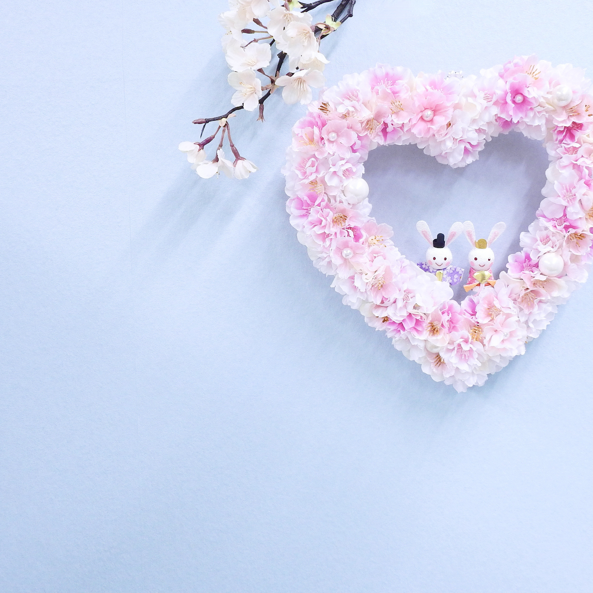 再販＊満開の桜 ハートリース♡ (お雛様・ひなまつり・ひな人形・出産祝い)＊抗ウイルス光触媒加工付き