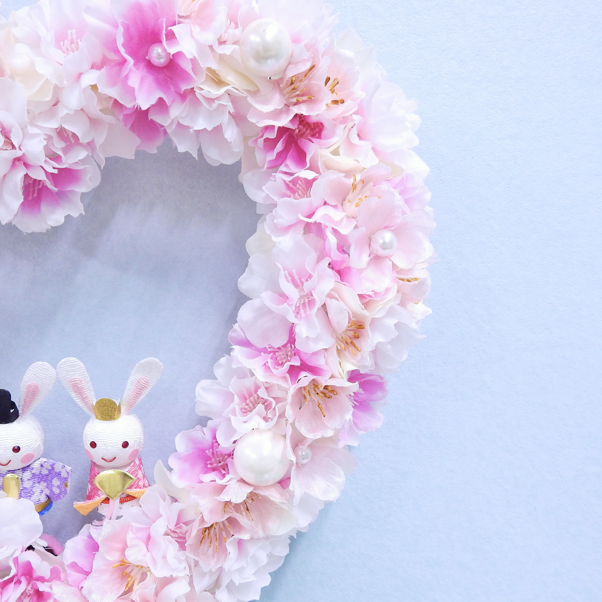 再販＊満開の桜 ハートリース♡ (お雛様・ひなまつり・ひな人形・出産祝い)＊抗ウイルス光触媒加工付き
