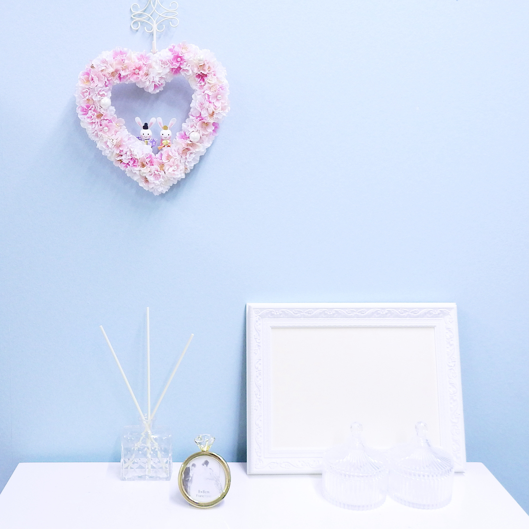 再販＊満開の桜 ハートリース♡ (お雛様・ひなまつり・ひな人形・出産祝い)＊抗ウイルス光触媒加工付き