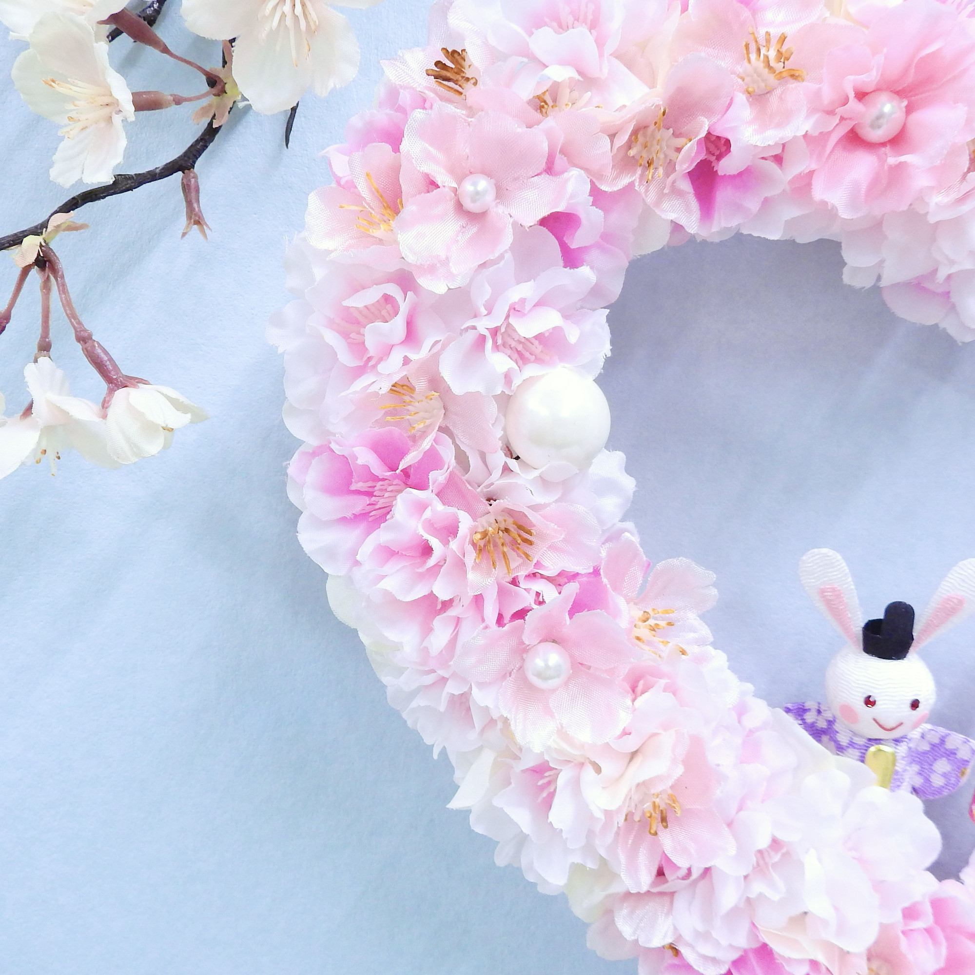 再販＊満開の桜 ハートリース♡ (お雛様・ひなまつり・ひな人形・出産祝い)＊抗ウイルス光触媒加工付き