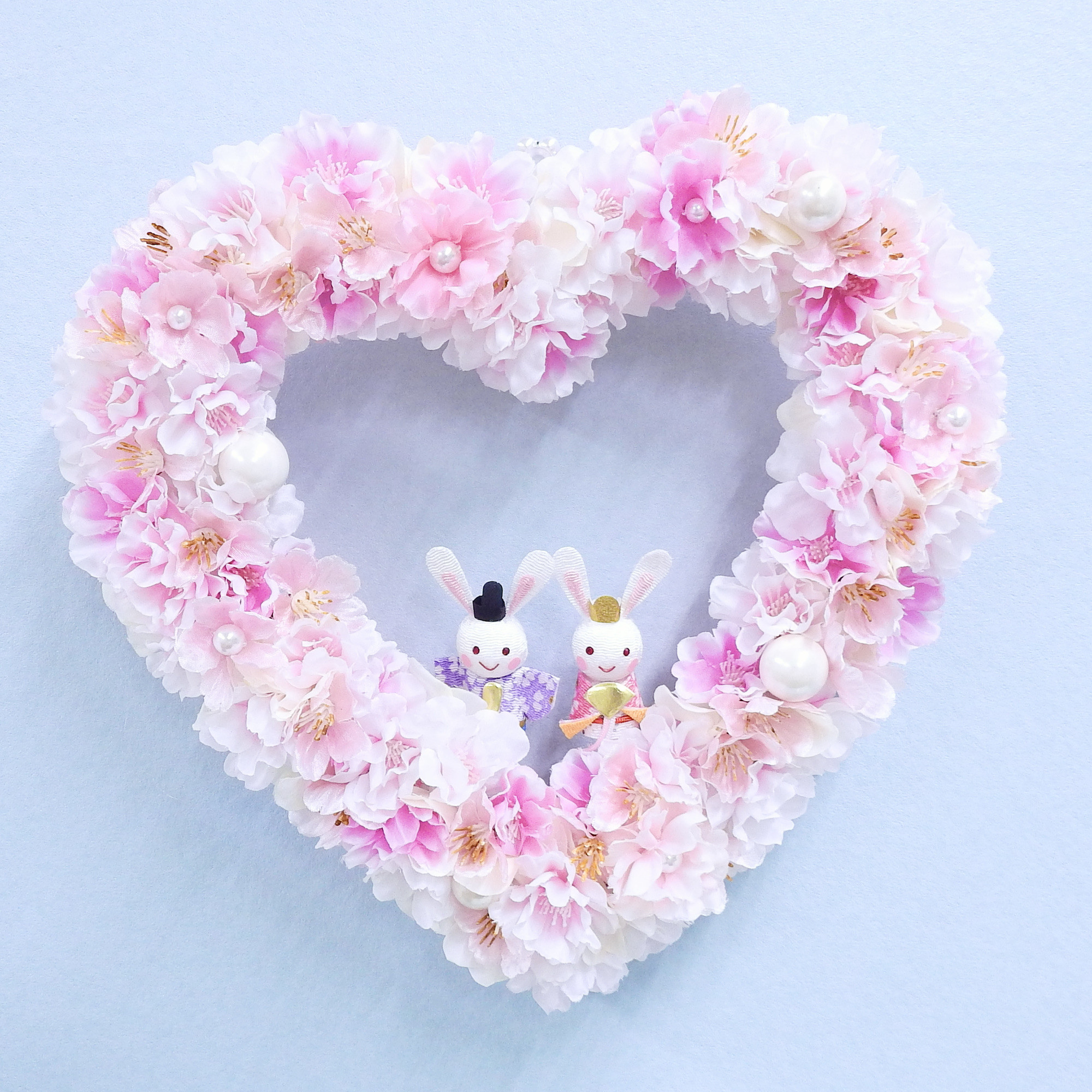 再販＊満開の桜 ハートリース♡ (お雛様・ひなまつり・ひな人形・出産祝い)＊抗ウイルス光触媒加工付き