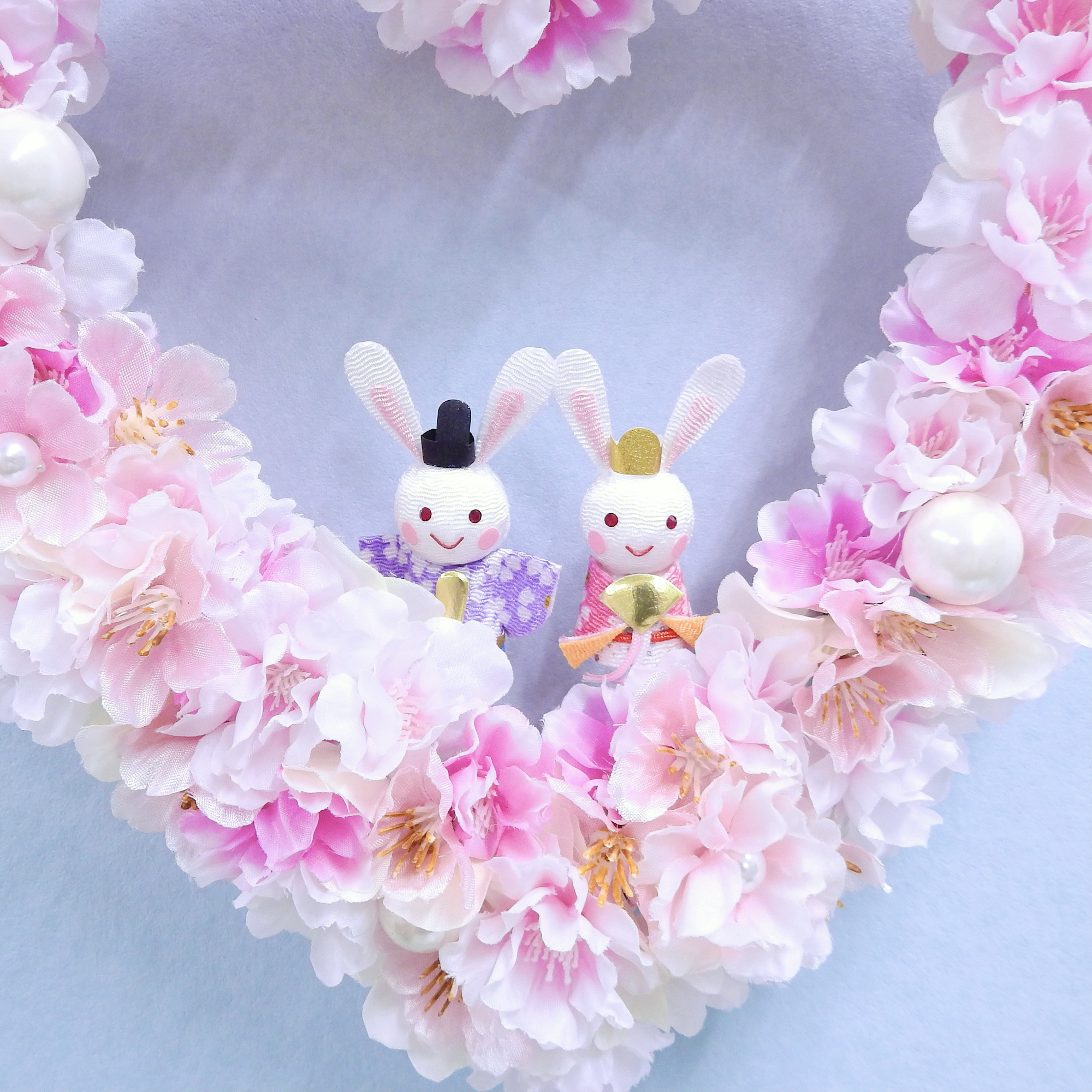 再販＊満開の桜 ハートリース♡ (お雛様・ひなまつり・ひな人形・出産祝い)＊抗ウイルス光触媒加工付き