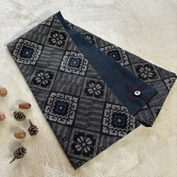 アンティーク大島紬のパッチワークコート リバーシブル 青割り込み絣