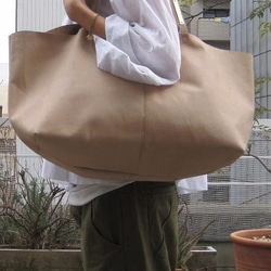 OTONA eco-bag Lサイズ アプリコット　本革製  トートバッグ 6枚目の画像