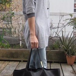 OTONA eco-bag Lサイズ アプリコット　本革製  トートバッグ 5枚目の画像
