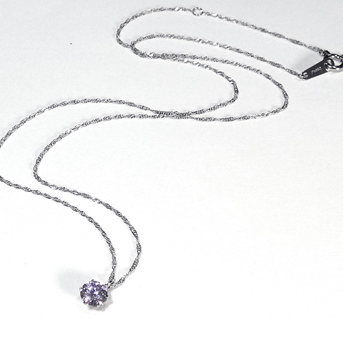 プラチナネックレス ピンクモアッサナイト ジェムストーン0.5ct