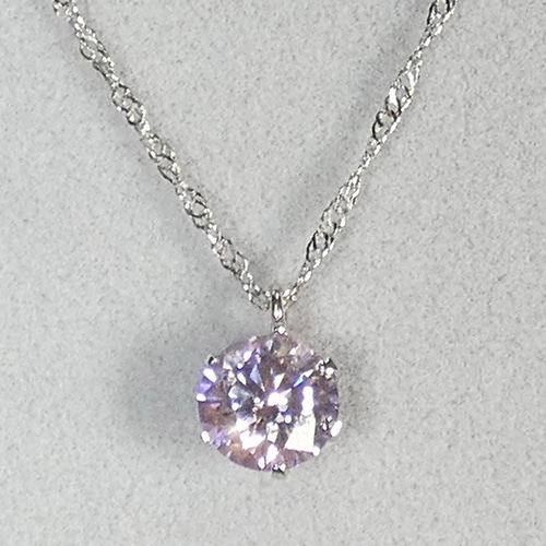 プラチナネックレス ピンクモアッサナイト ジェムストーン0.5ct