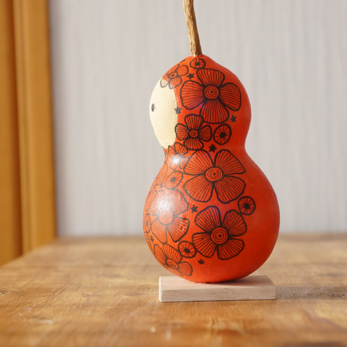 ひょうたんアート オレンジ色の花 その他置物 gane工房 通販 17001251