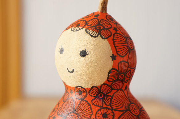 ひょうたんアート オレンジ色の花 その他置物 gane工房 通販 17001251