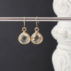 14kgf 宝石質天然石のペアシェイプファセットカットピアス（5色展開