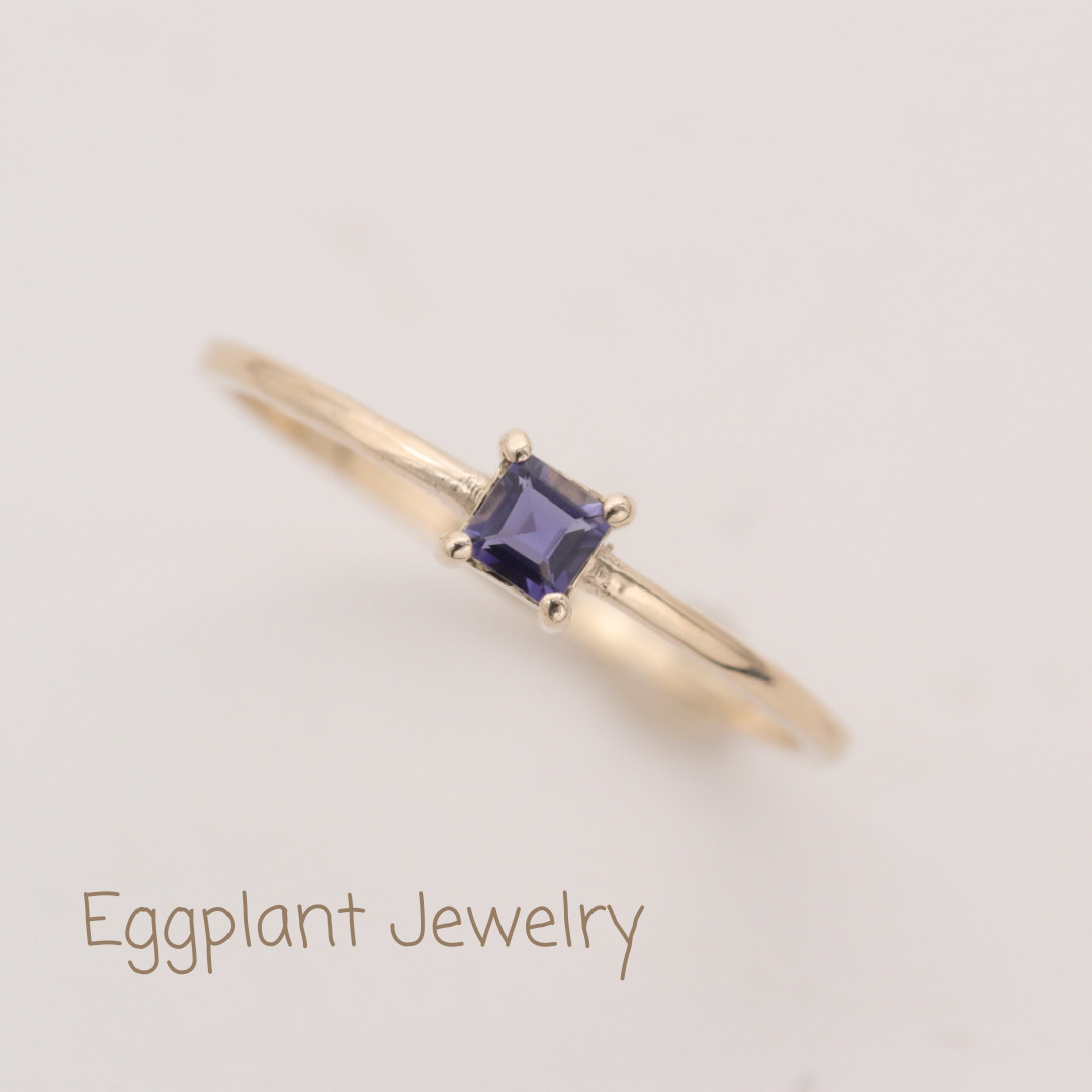 受注生産【K10】スクエアアイオライトリング