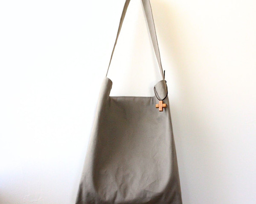 8号帆布トート(ショルダーバッグ/フロントタイプ)ベージュ まめちゃん