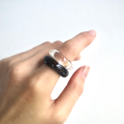 black ダブルガラス リング glass ring 2枚目の画像