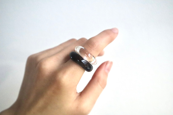 black ダブルガラス リング glass ring 2枚目の画像