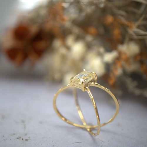 ゴールドルチルクォーツ クロス リング】 誕生石 針水晶