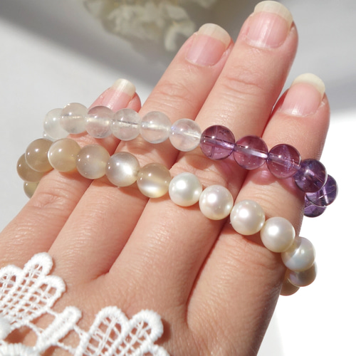 Tri Bracelet [ブルームーンストーン×ライトカラーアメジスト