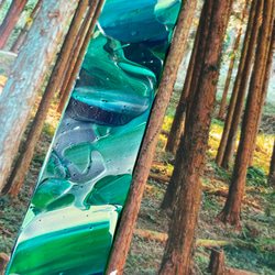 【森の中】インテリアアート - グリーン 壁掛け 木製の額縁付き (A-#36) 4枚目の画像