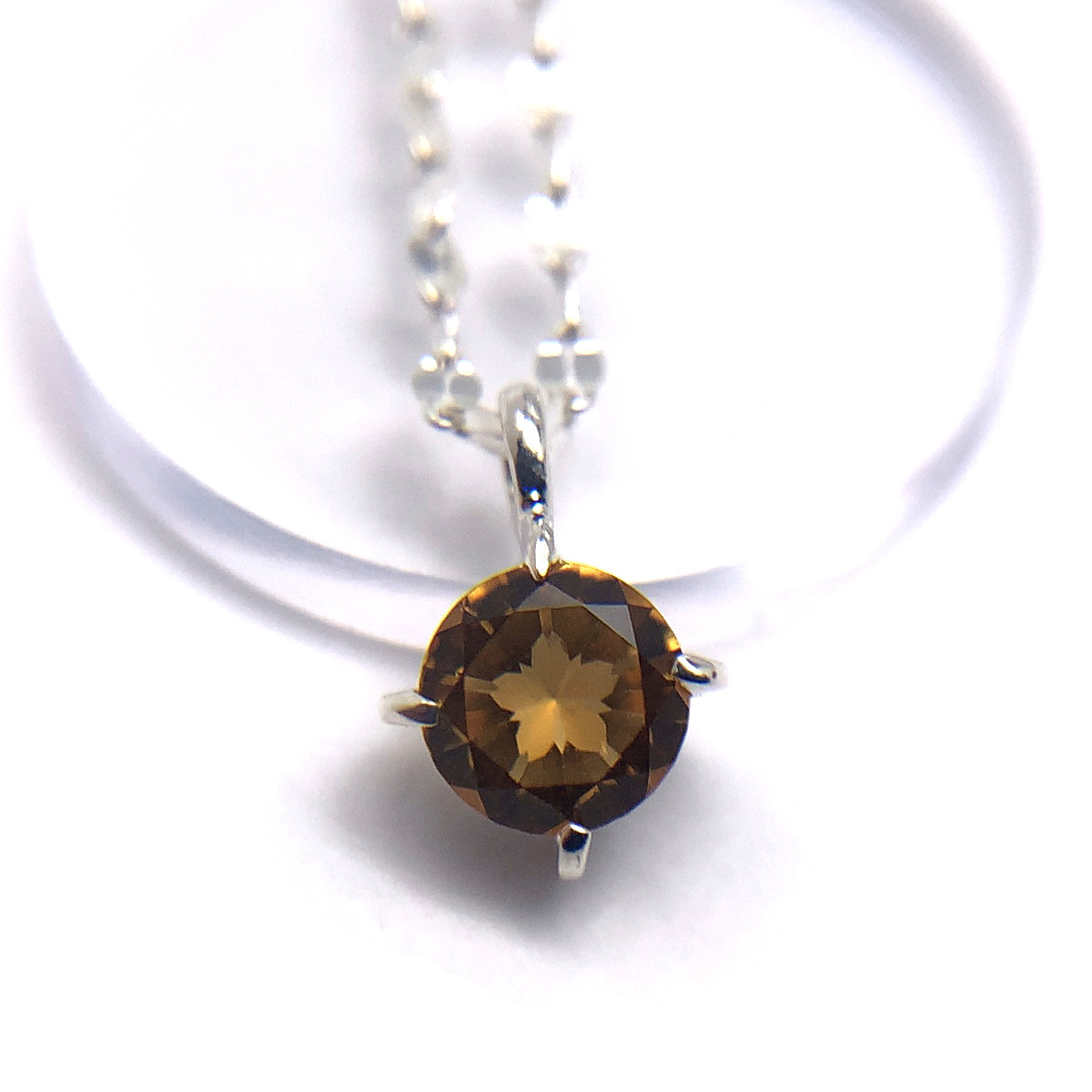 シトリン 桜彫刻 天然石 シルバー925 ネックレス｜和モダン・レディース