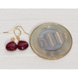 жK18 18金 ロンギド産宝石質ルビーAAA　マロンブリオレットカットピアス 5枚目の画像