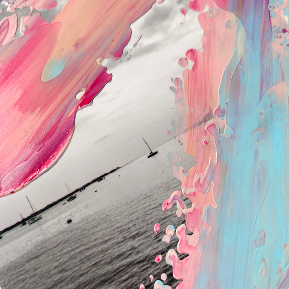 【海景】藝術-粉紅單色木框原畫（A-#42） 第4張的照片