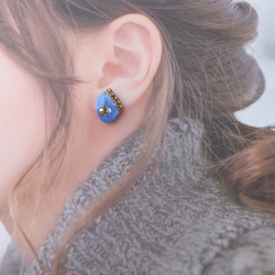 『Velour ball charm』Seashellの海のカケラ✴︎2way ピアス/イヤリング◇Blue 10枚目の画像