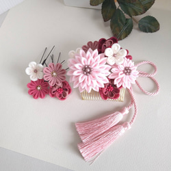 つまみ細工髪飾り花haru 19-26 つまみ細工髪飾り はるの華 コーム mame