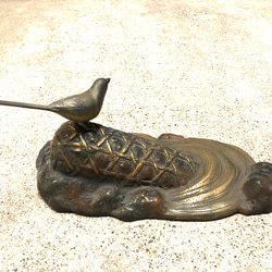 青銅製　蛇籠に鳥　銅器の街の日本製　送料込み 4枚目の画像
