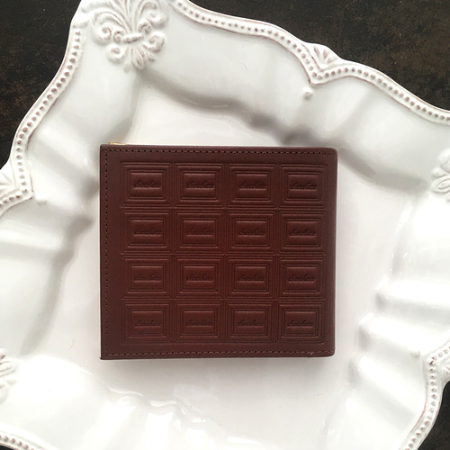 革のチョコ 二つ折り財布 スイート（金の包み紙） 二つ折り財布