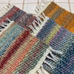 手紡ぎ糸の手織りコースター　4枚組　② 2枚目の画像