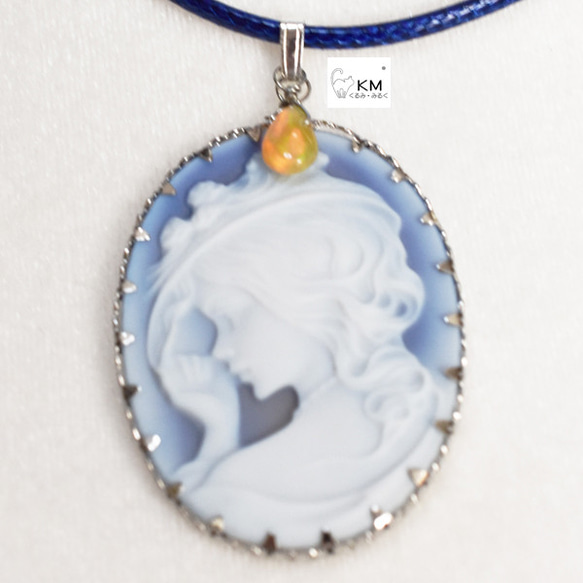 ж天然石ストーンカメオデザインネックレス46㎝　11 1枚目の画像